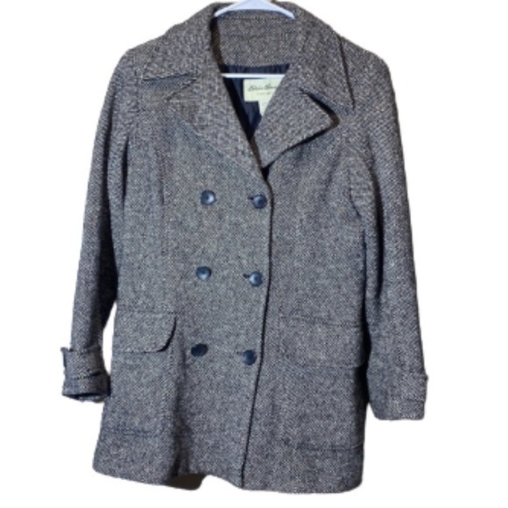 Eddie Bauer wool tweed pea coat size S